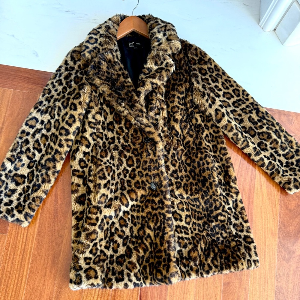 ZARA π§₯ Leopard Print Teddy Coat ANIMAL PRINT Women Jacket FAUX FUR Size XS TRF - Picture 8 of 17
